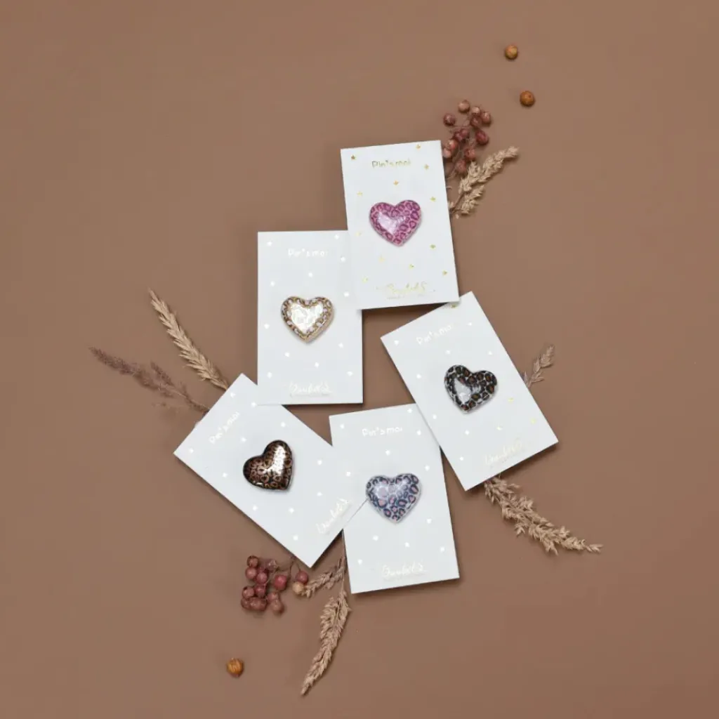 Baubels Pins Coeur Léopard Marron Doré - Clearance