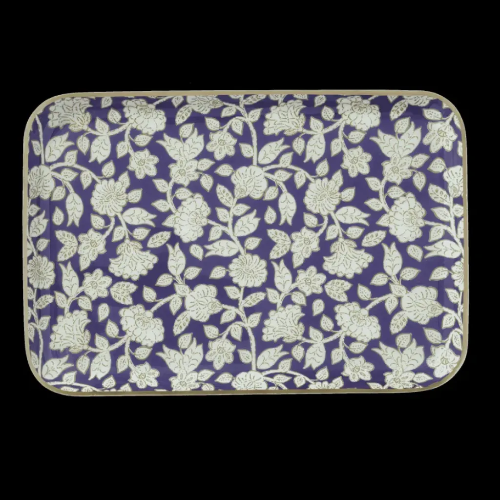 Bonheur du Jour Plateau Bohème à Fleurs Jaya Violine - Outlet