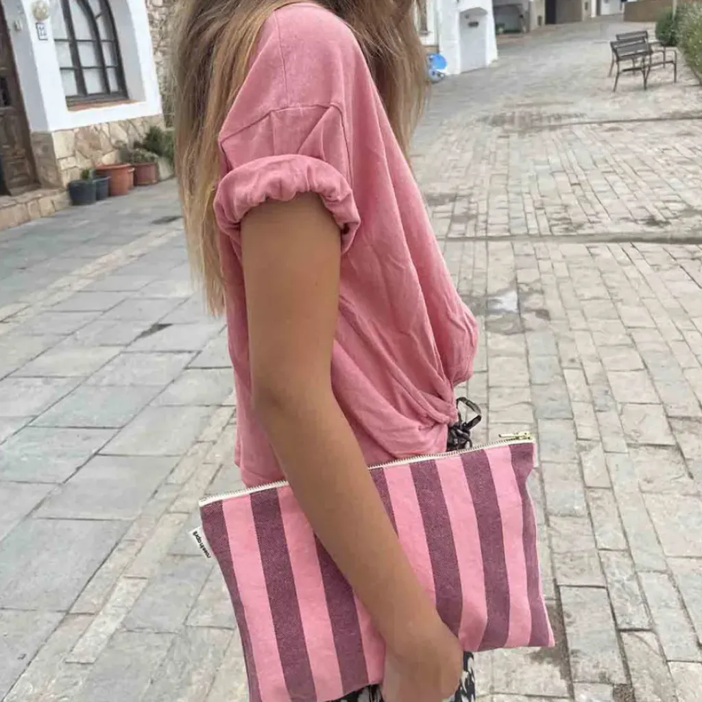 Rose In April Pochette Lili Rayé Bordeaux Flamingo - Best