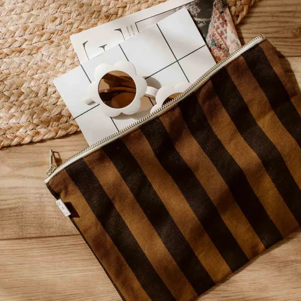 Rose In April Pochette Lili Rayé Cumin Noir - New