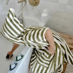 Rose In April Poncho Suzon Rayé Kaki - Fashion