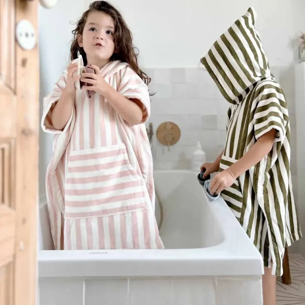 Rose In April Poncho Suzon Rayé Kaki - Fashion