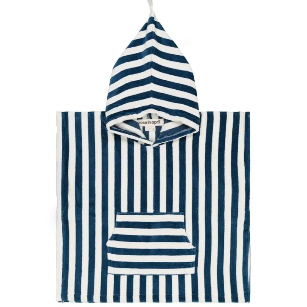 Rose In April Poncho Suzon Rayures Bleu Midnight - Discount