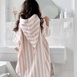 Rose In April Poncho Suzon Rayures Rose - Best