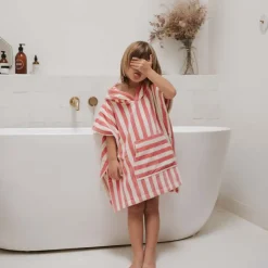 Rose In April Poncho Suzon Rayures Strawberry - Sale