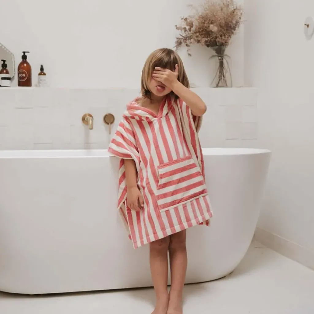 Rose In April Poncho Suzon Rayures Strawberry - Sale