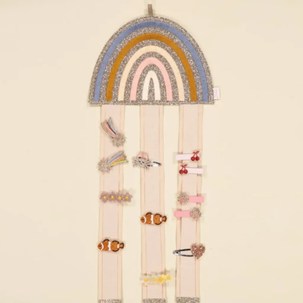 Luciole et Petit Pois Porte Barrettes Mural Arc-en-Ciel Bleu - Sale