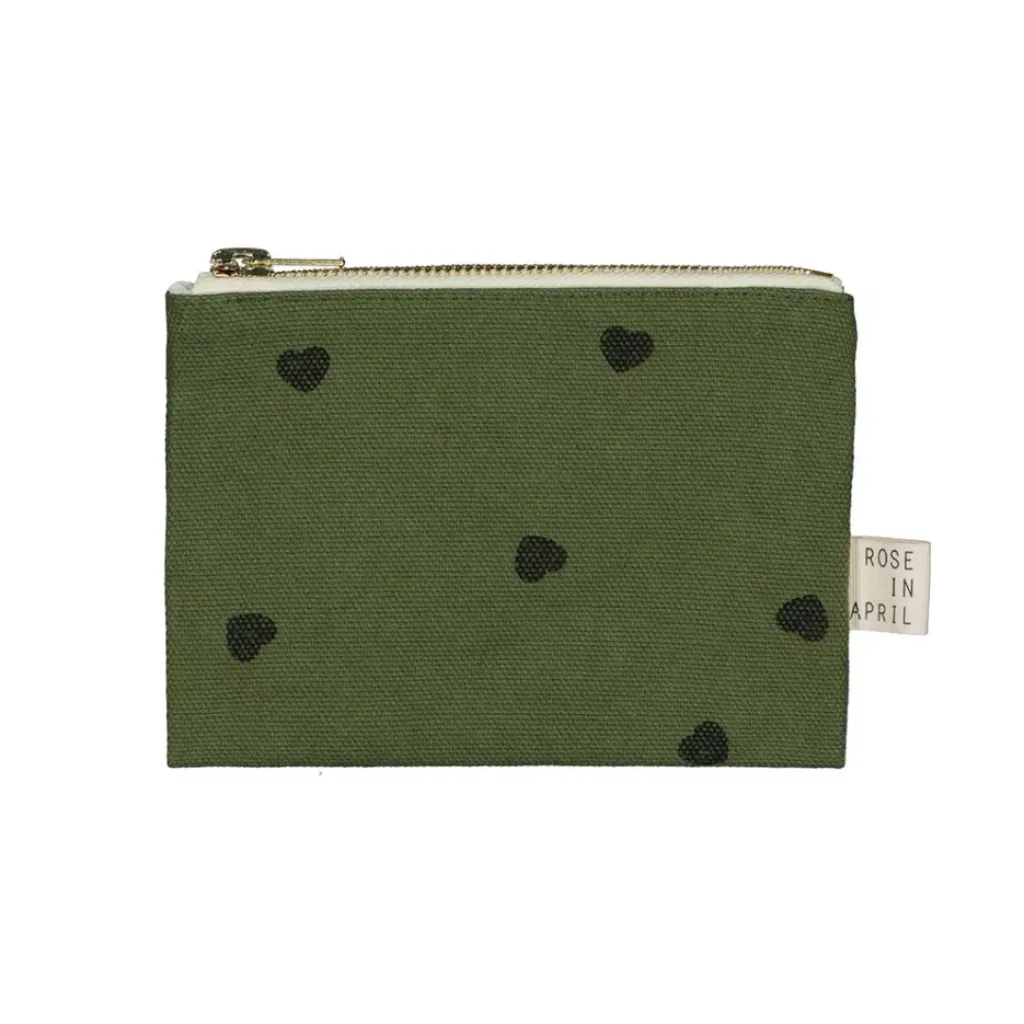 Rose In April Porte Monnaie Kaki Imprimé Cœur - Discount