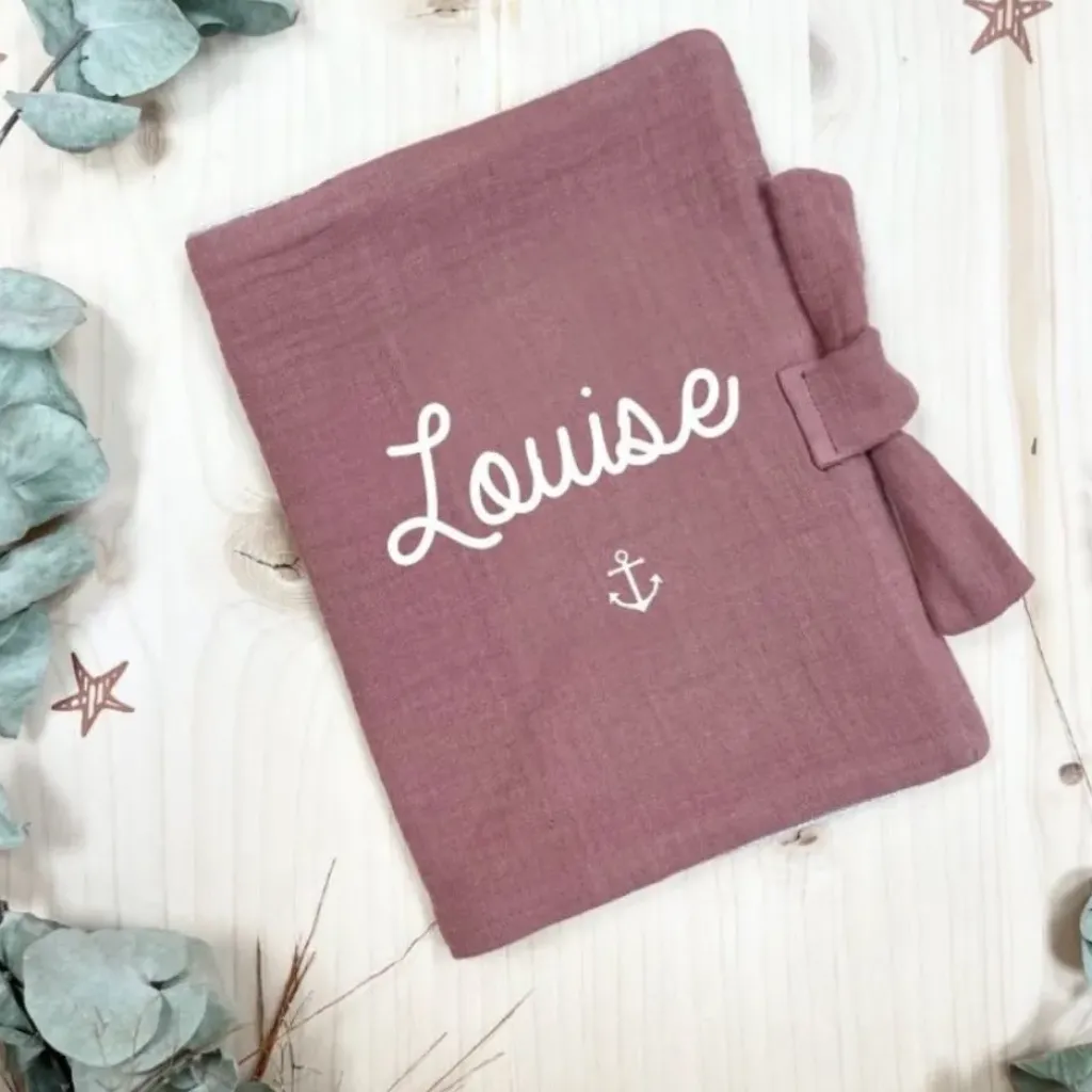 Oh la la Paris Protège Carnet de Santé Personnalisable Lin Vieux Rose - New