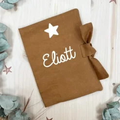 Oh la la Paris Protège Carnet de Santé Personnalisable Lin Camel - Discount