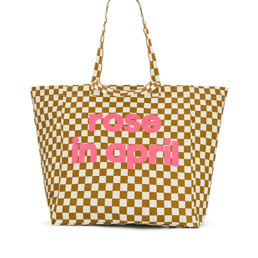 Rose In April Sac Cabas Élisa Damiers Moutarde Logo - Online