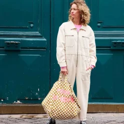 Rose In April Sac Cabas Élisa Damiers Moutarde Logo - Online