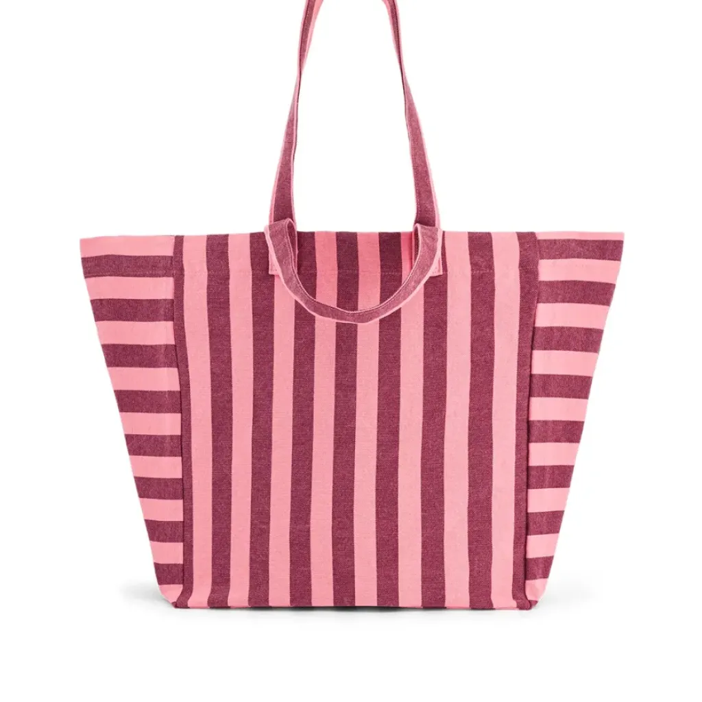 Rose In April Sac Cabas Élisa Rayures Bordeaux Flamingo - Discount