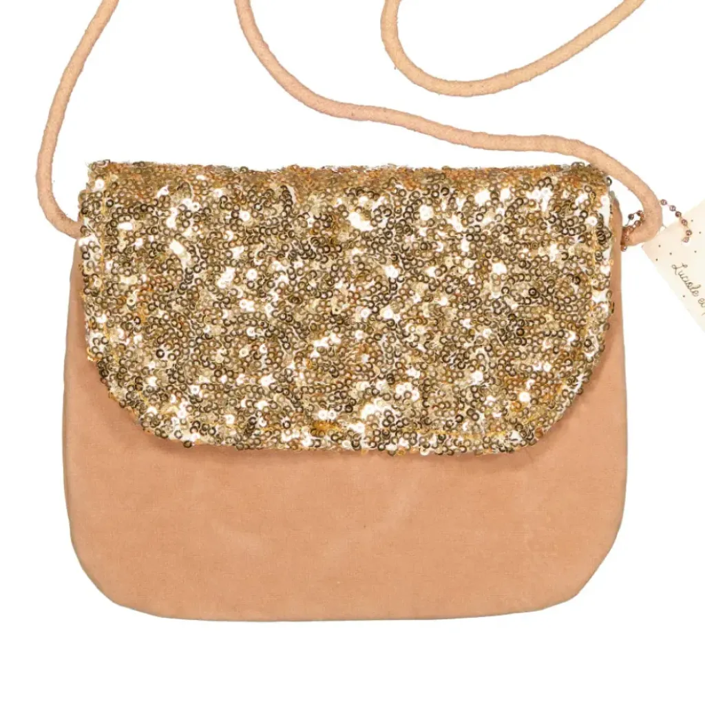 Luciole et Petit Pois Sac Velours Sequins Dorés - Discount