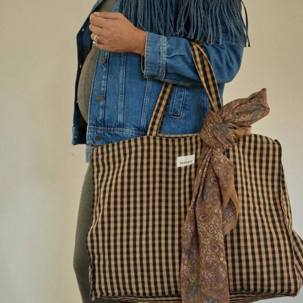 Gabrielle Paris Sac Week-End Vichy Café - Sale