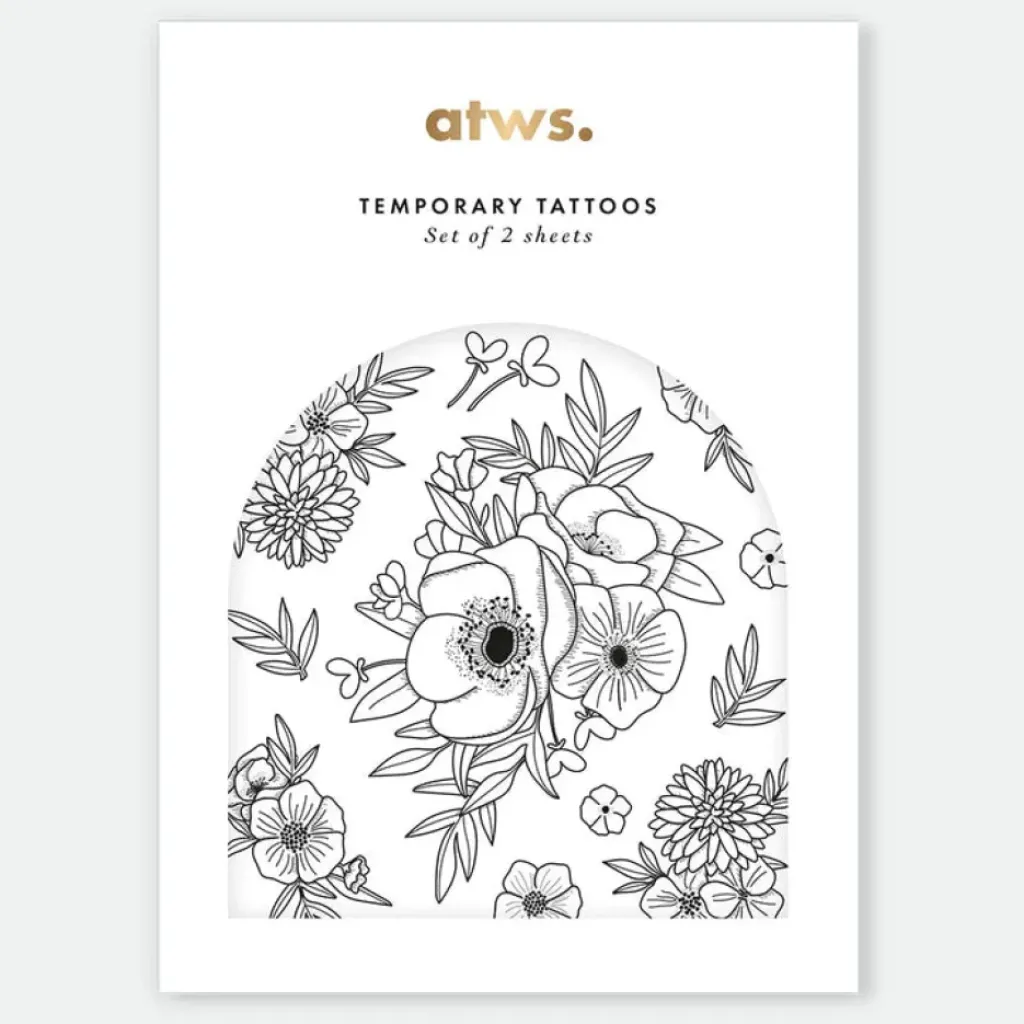 All The Way To Say Set de Tatouages Fleurs - Clearance