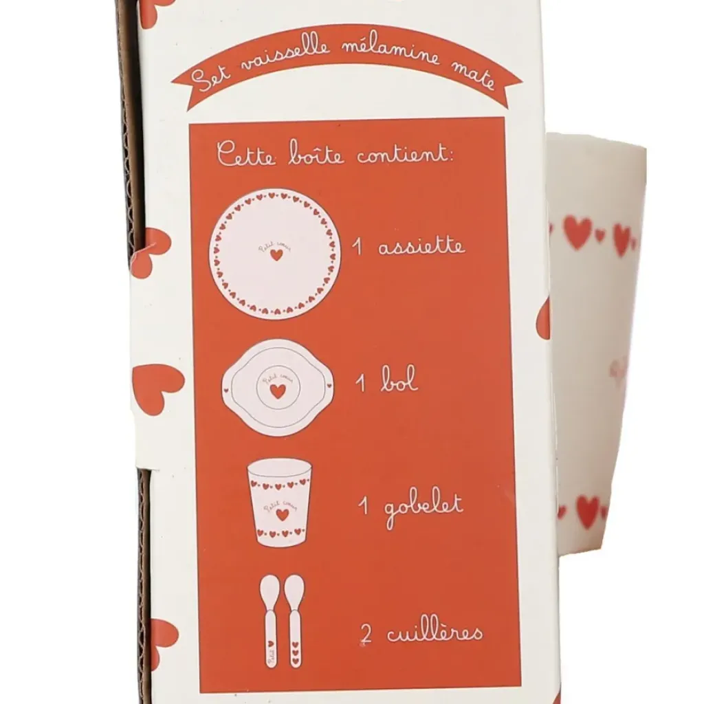 Petit Toi Set Vaisselle Cœurs Rouges - New