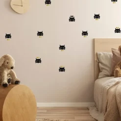 Pöm le Bonhomme Stickers muraux chats et noeud pap noir et or New