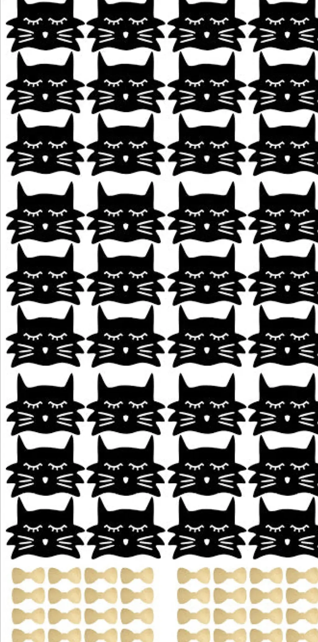 Pöm le Bonhomme Stickers muraux chats et noeud pap noir et or New