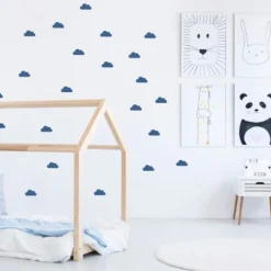 Pöm le Bonhomme Stickers Muraux Nuages Bleu Gris Sale