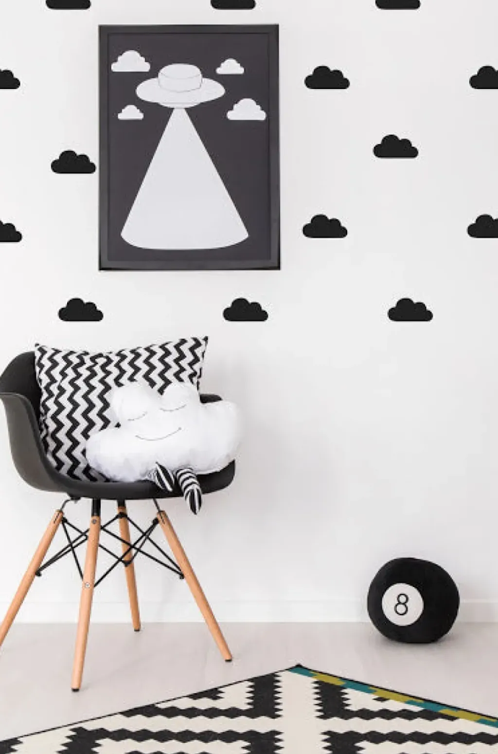 Pöm le Bonhomme Stickers Muraux Nuages Noir Best