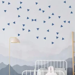 Pöm le Bonhomme Stickers Muraux Triangles Bleu Gris New