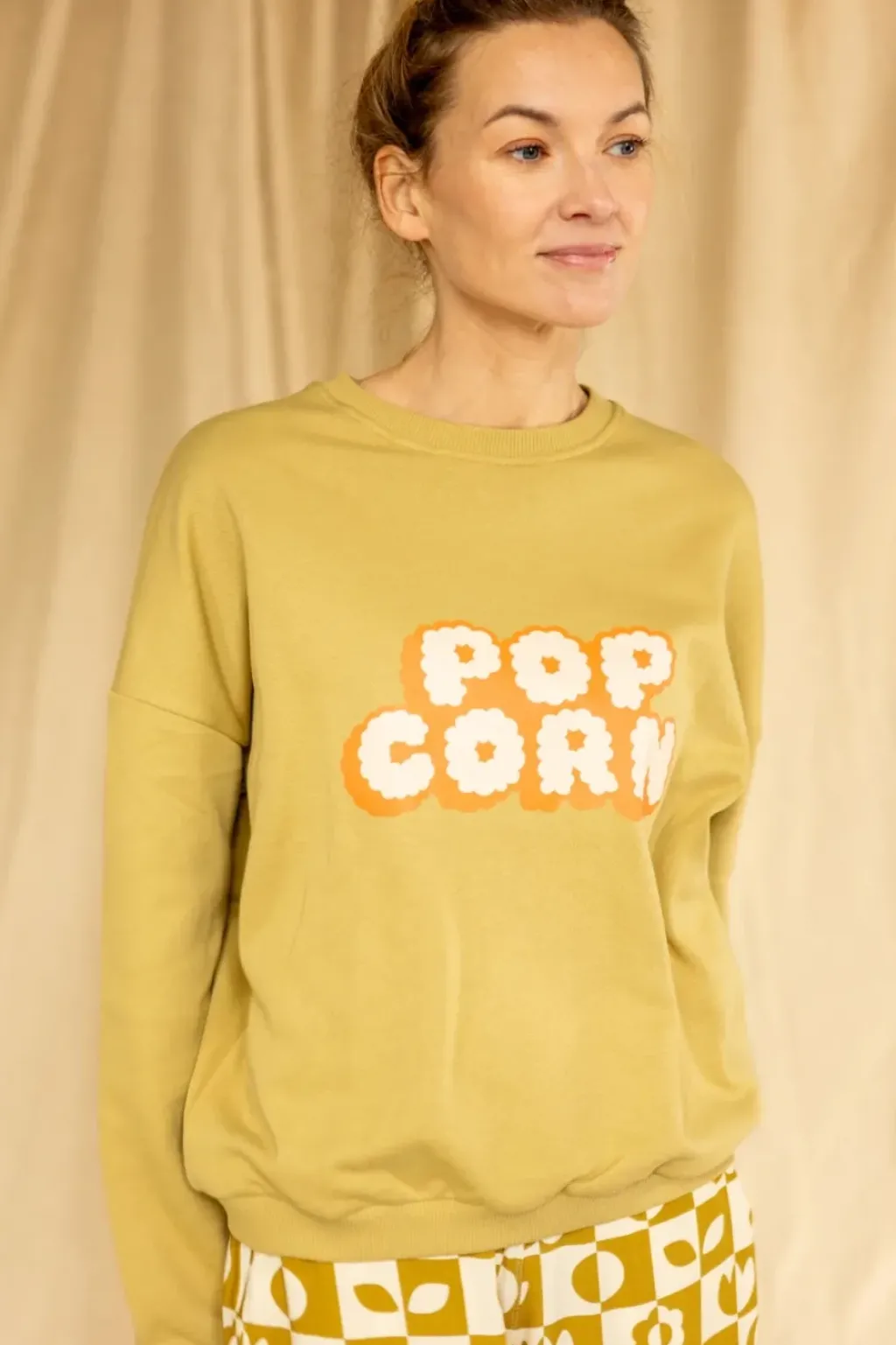 Apaches Collections Sweat Nirali Pop Corn Placé Olive - Fashion