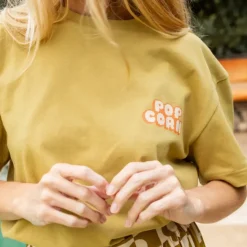 Apaches Collections Tee-Shirt Ouma Pop Corn Placé Olive - Online