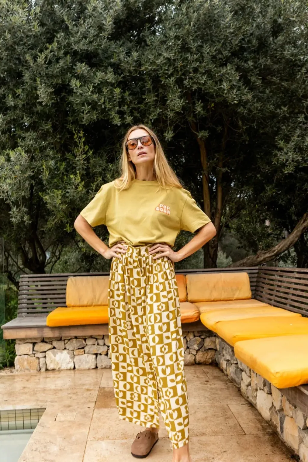 Apaches Collections Tee-Shirt Ouma Pop Corn Placé Olive - Online