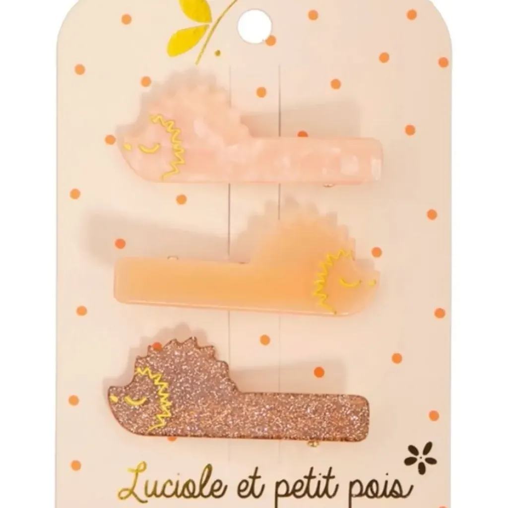 Luciole et Petit Pois Trio de Barrettes Nacre Hérissons - Best