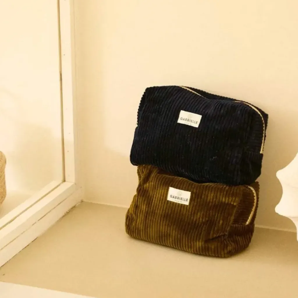 Gabrielle Paris Trousse de Toilette en Velours Bleu Marine - Outlet