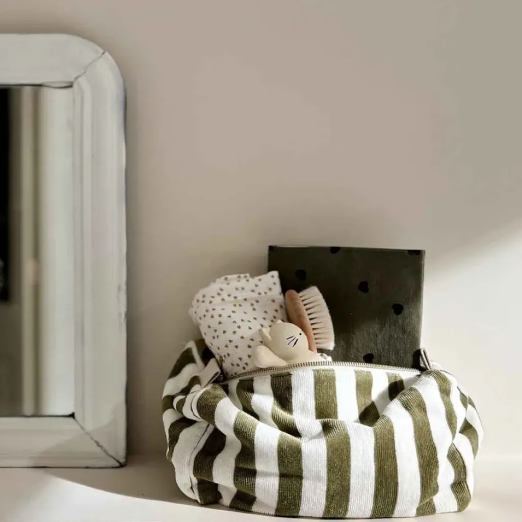 Rose In April Trousse de Toilette Vic Rayures Kaki - Sale