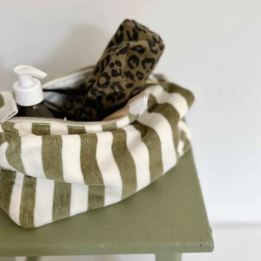 Rose In April Trousse de Toilette Vic Rayures Kaki - Sale