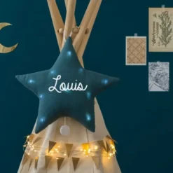 Oh la la Paris Veilleuse Etoile Musicale Lin Bleu Canard - Fashion