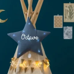 Oh la la Paris Veilleuse Etoile Musicale Lin Bleu Gris - Fashion